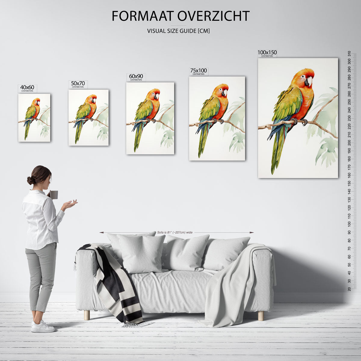 Vrolijke papegaai – staand wanddecoratie kunstwerk