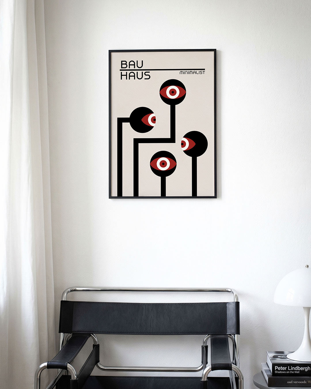 Lijnen en ogen – moderne Bauhaus wandkunst als poster