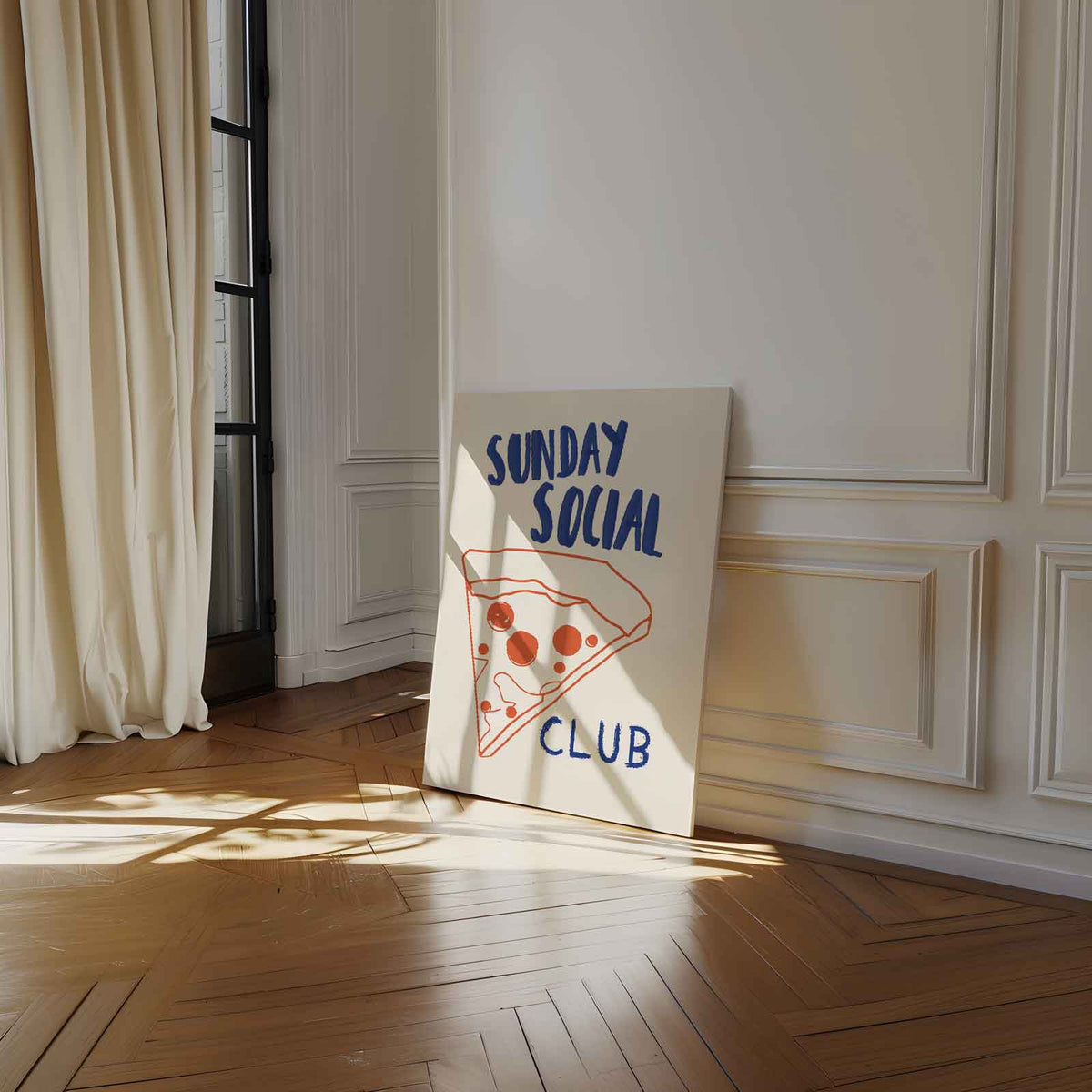 Pizza Party Illustratie – staand kunstwerk voor modern interieur