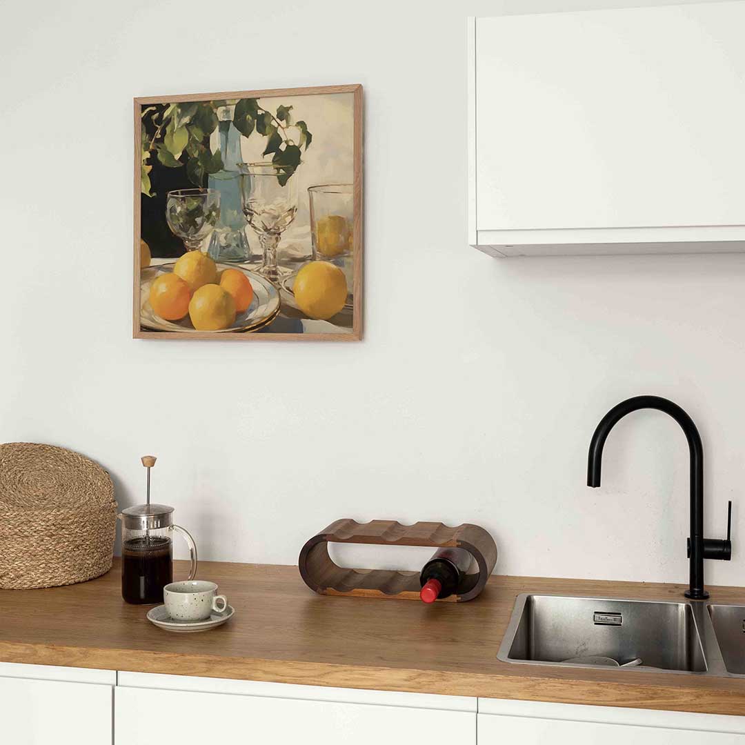 Citrus en glazen – keukenposter in vierkant formaat