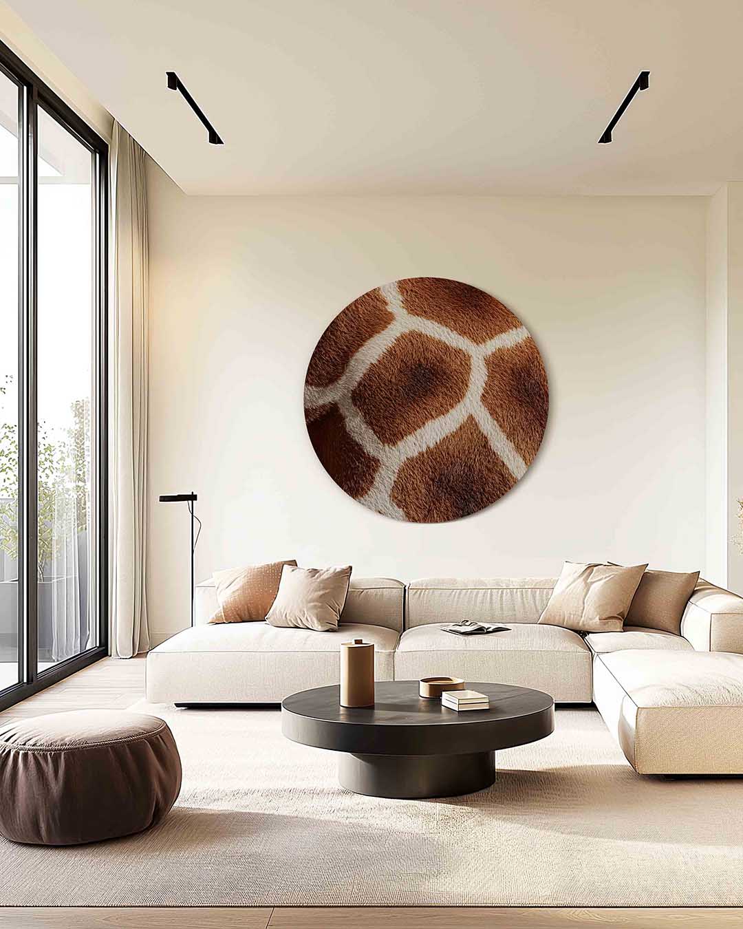 Giraffe patroon – safari muurcirkel als ronde wanddecoratie