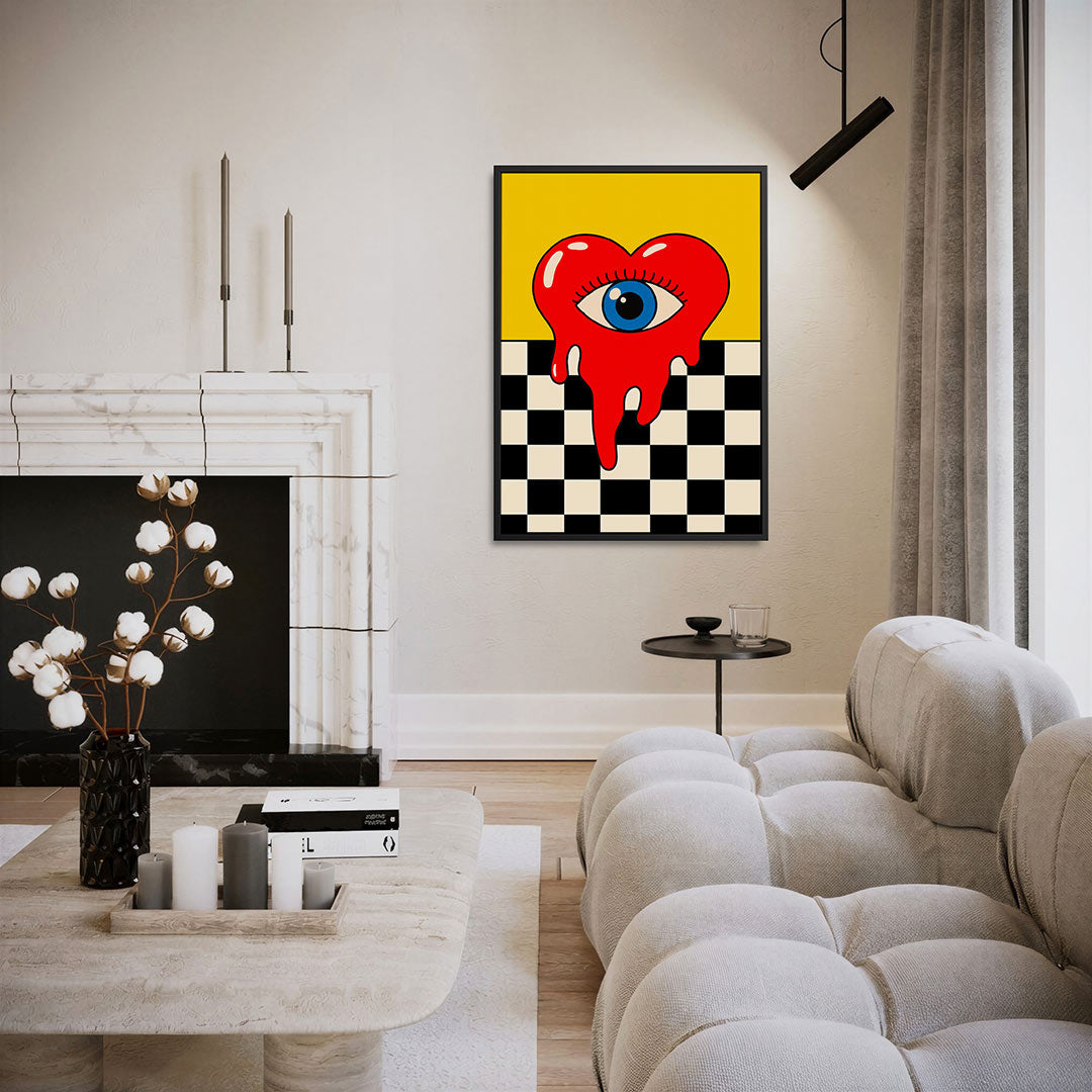 Vloeiend hart oog – moderne staande wandkunst