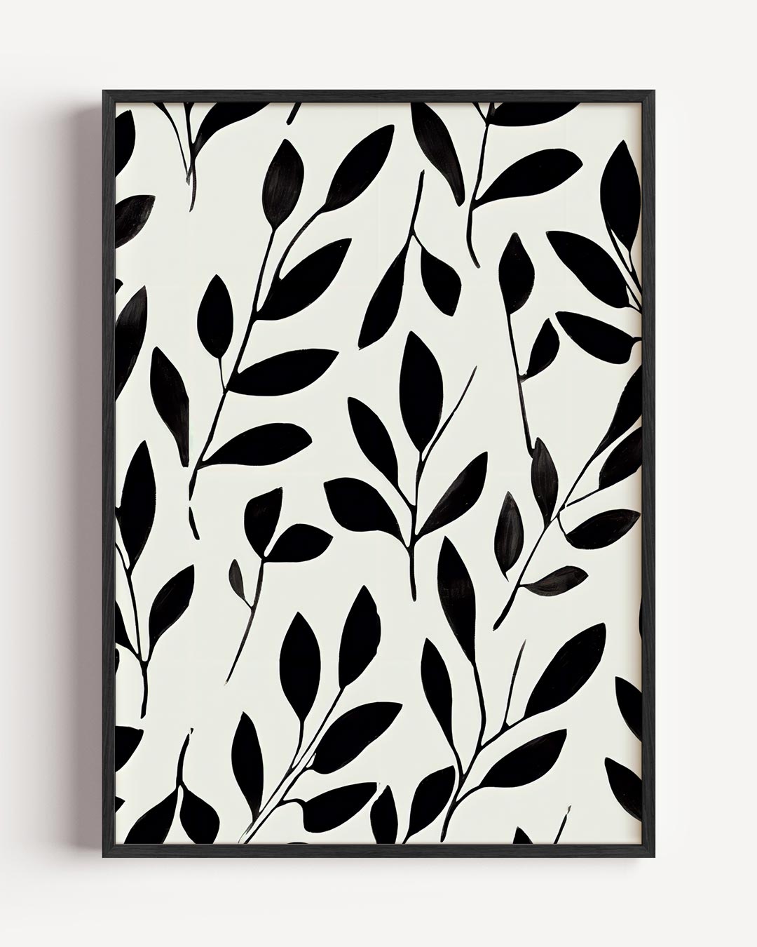 Stijlvolle Zwart-Wit Bladeren – abstracte portret poster als wanddecoratie