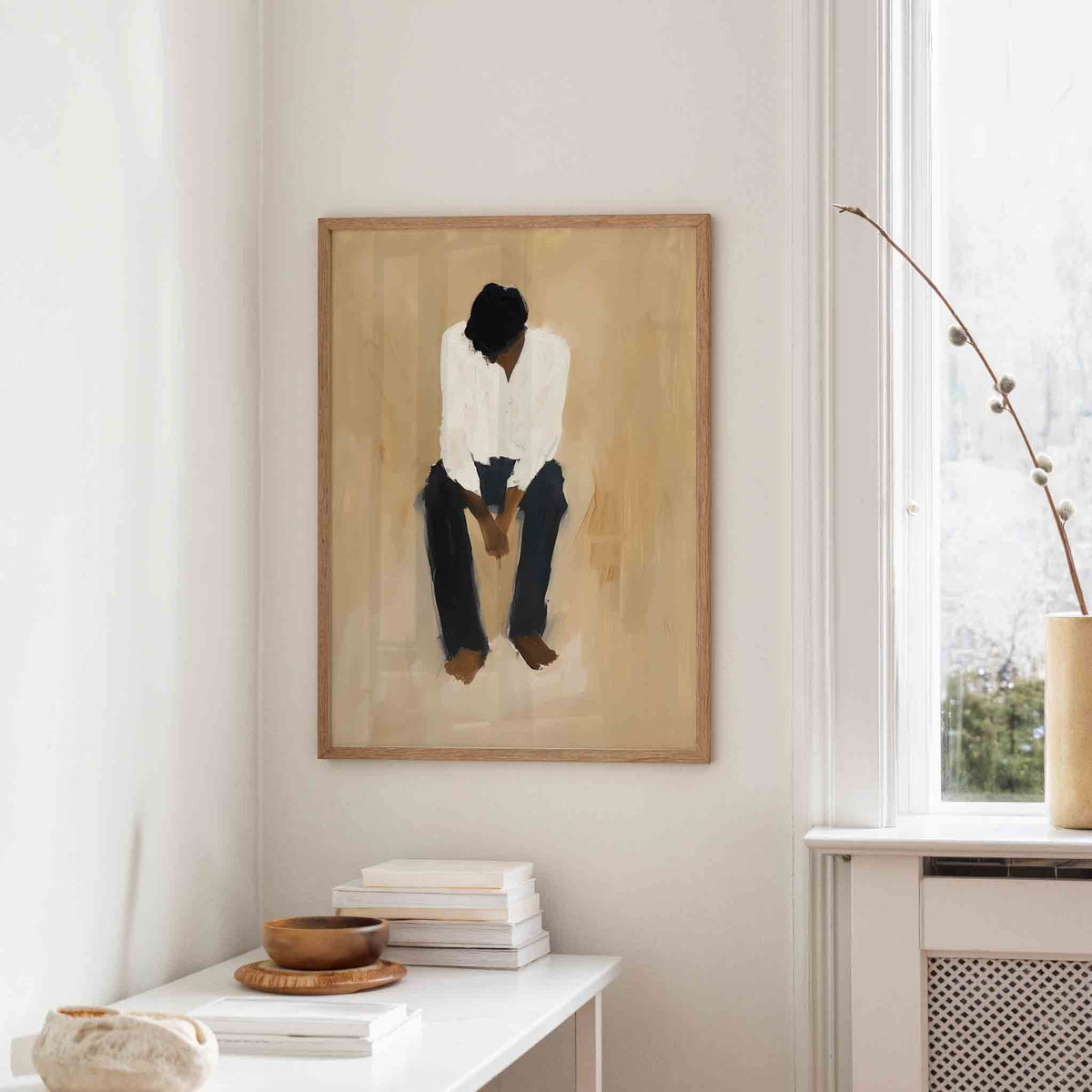 Zittende figuur – staande hedendaagse wanddecoratie van WallArtistic