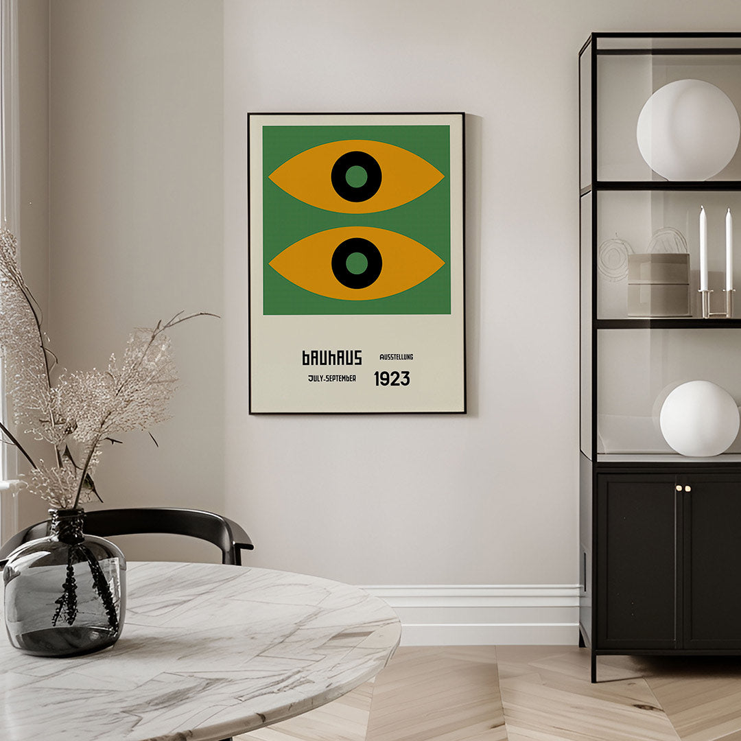 Oogvormen en kleur – geometrische Bauhaus poster in staand formaat