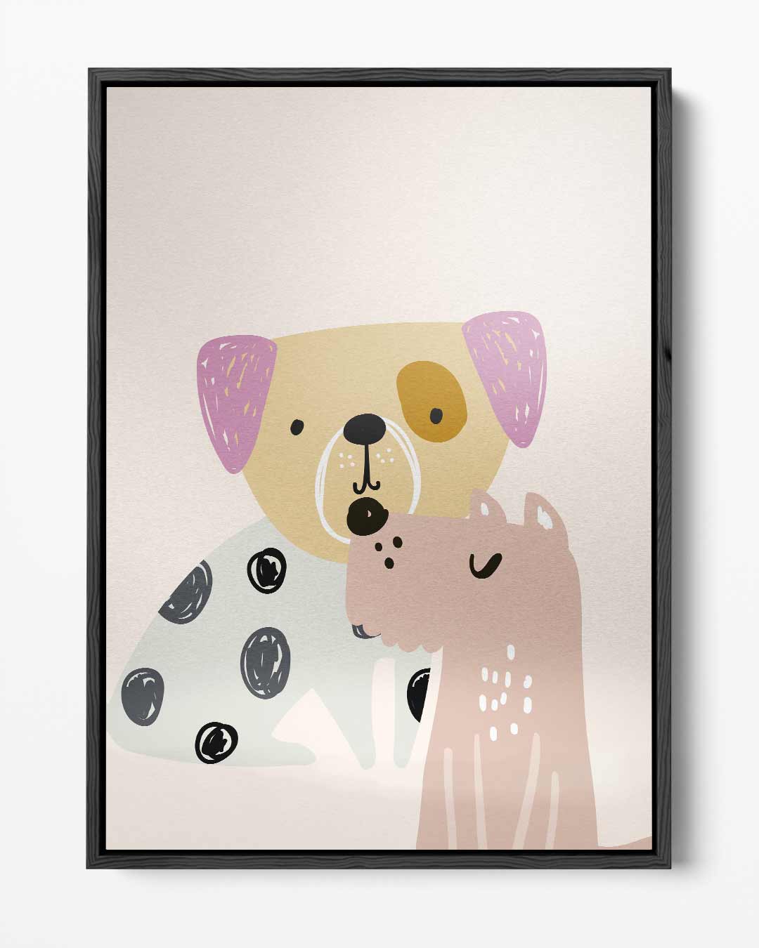 Vrolijke Honden Vriendjes Illustratie – portret kunstwerk als wanddecoratie