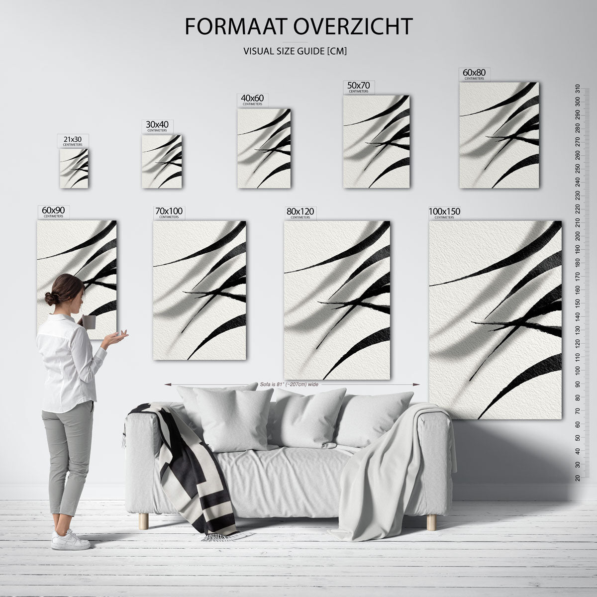 Abstracte lijnen – staande muurposter met abstracte vormen