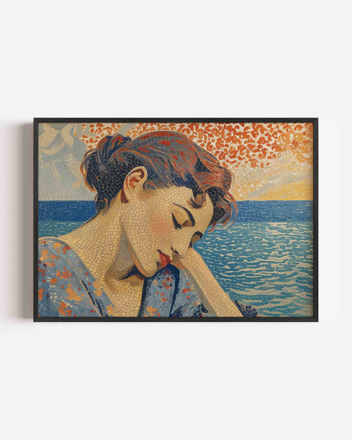 Vrouw bij zee – vrouwelijk portret als landscape poster