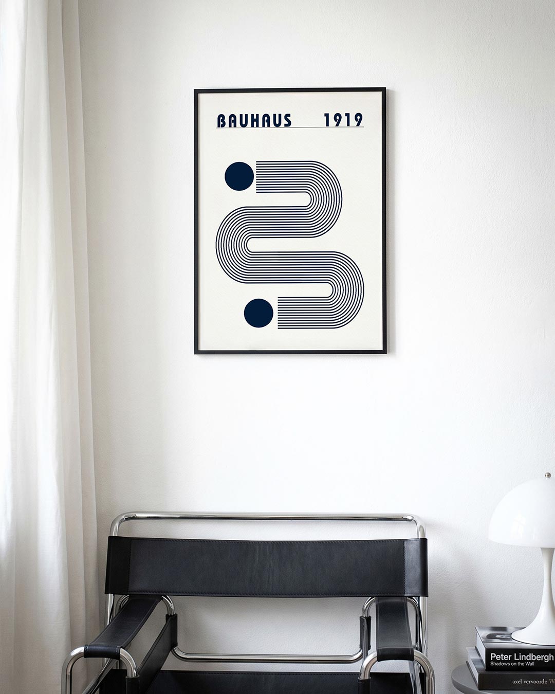 Lijnen en cirkel – moderne Bauhaus wandkunst als poster