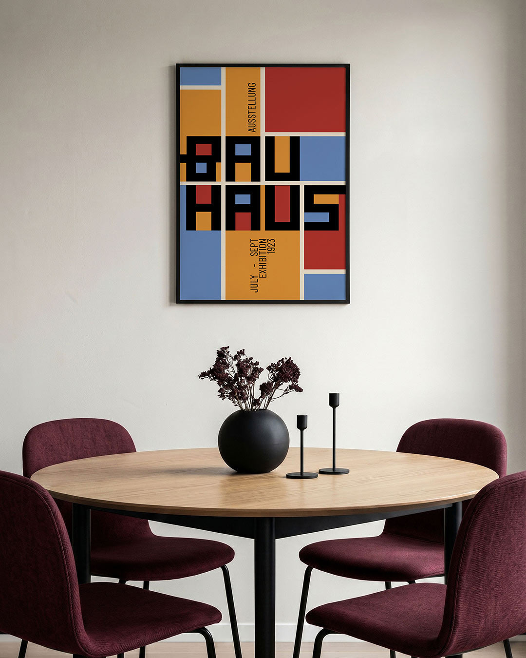 Vorm en kleurvlakken – staande Bauhaus poster voor aan de muur