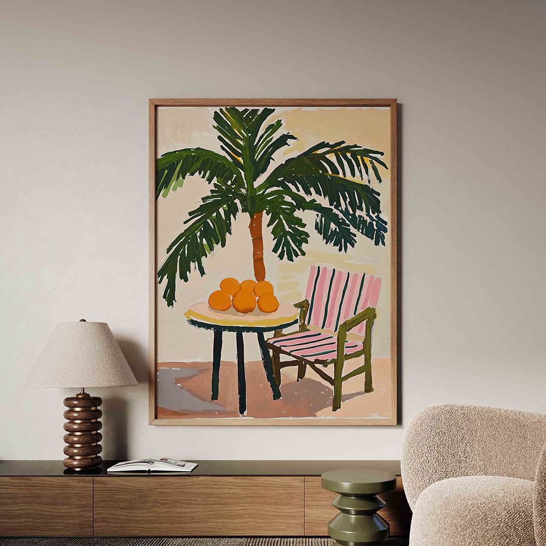 Palmbomen en sinaasappels – tropische jungle poster in staand formaat