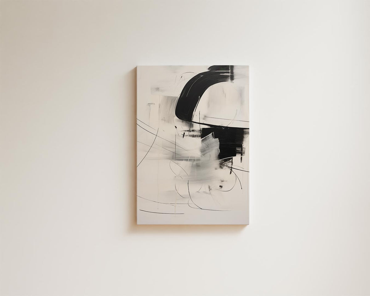 Abstracte Zwart-Wit Expressie – kunstwerk met zwarte baklijst
