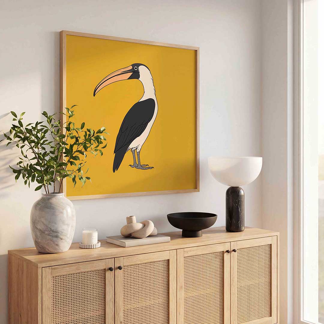 Tropische vogel – dierenillustratie als vierkante poster