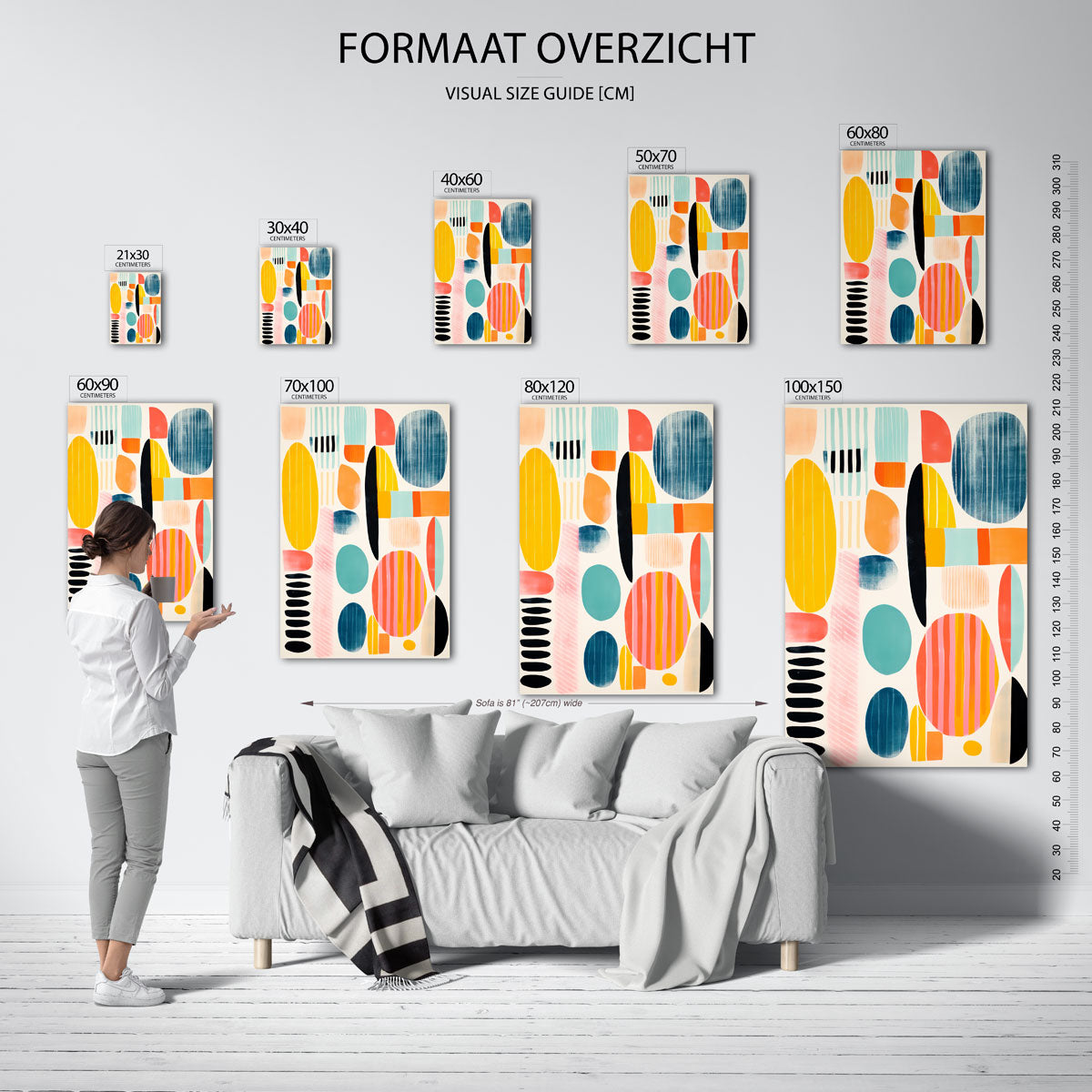 Abstracte vormen – staande muurposter met hedendaagse illustratie