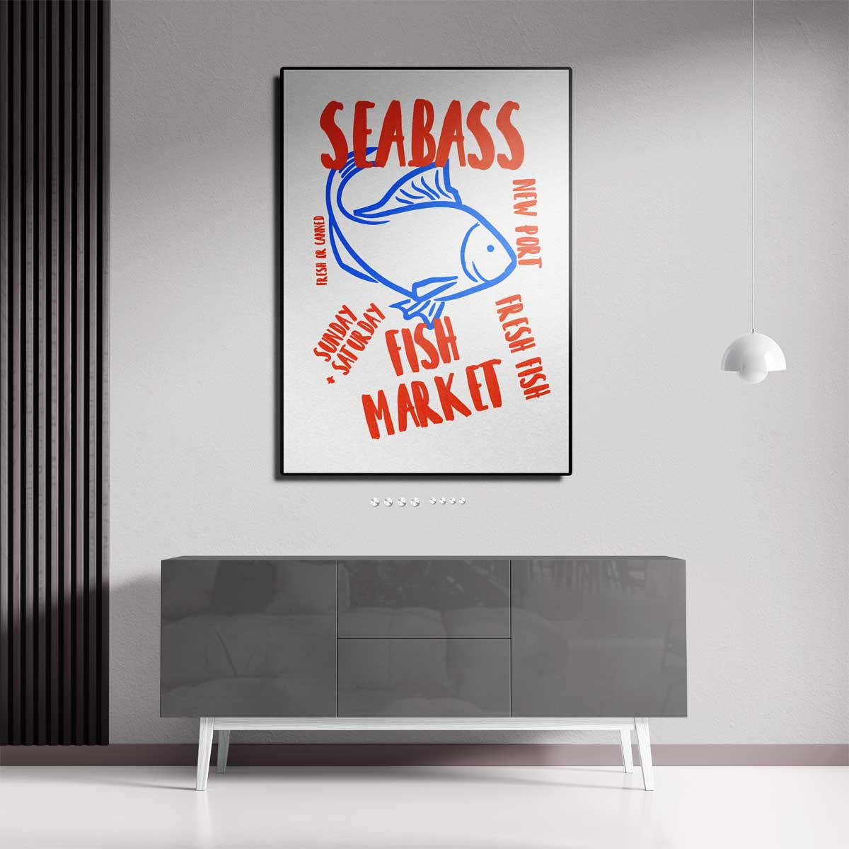 Vismarkt Poster – staande wandkunst voor woonkamer of interieur