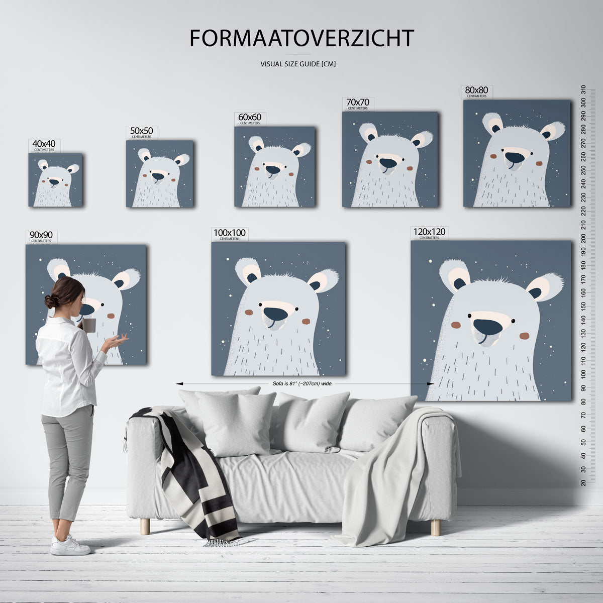 Schattige beer – vierkante muurposter voor de kinderkamer