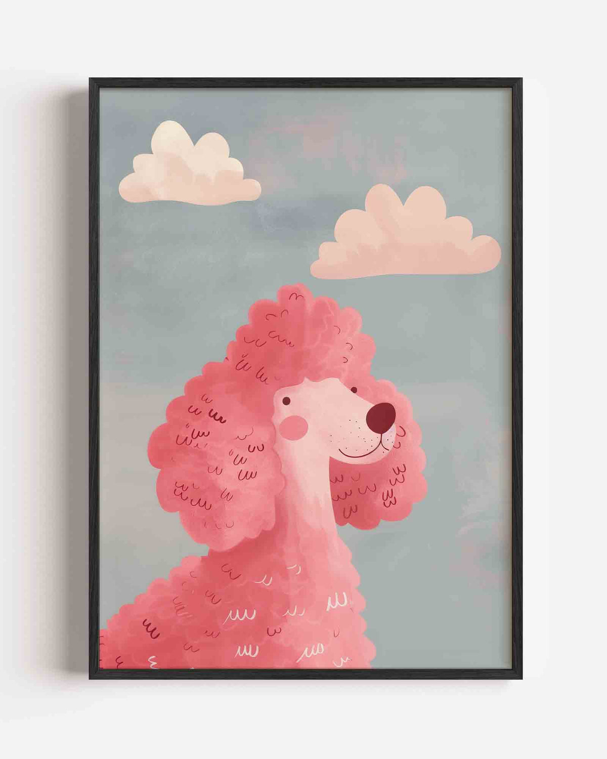 Roze poedel – kids portret poster als wanddecoratie
