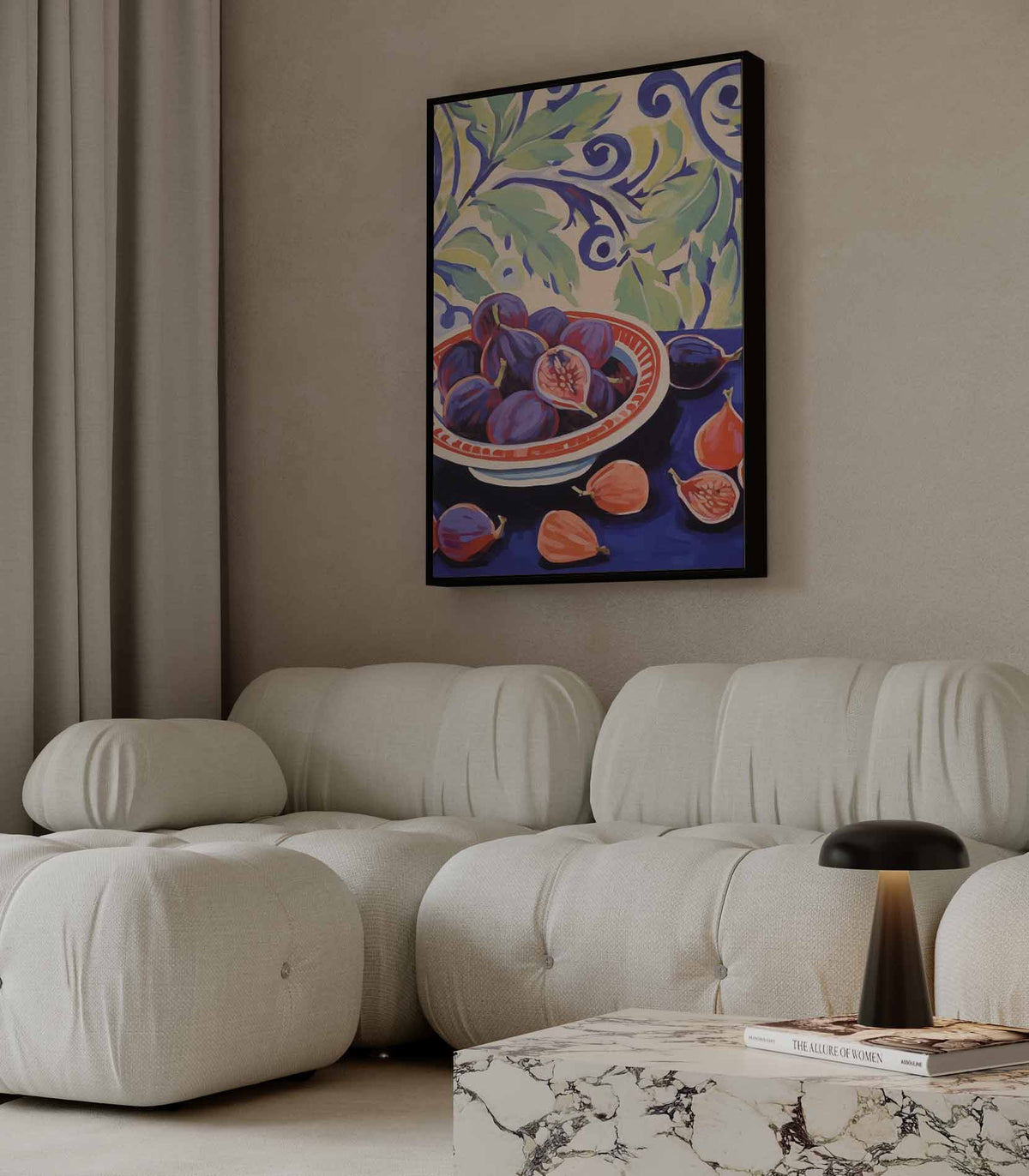 Kleurrijk Stilleven met Vijgen – canvas kunstwerk als wanddecoratie