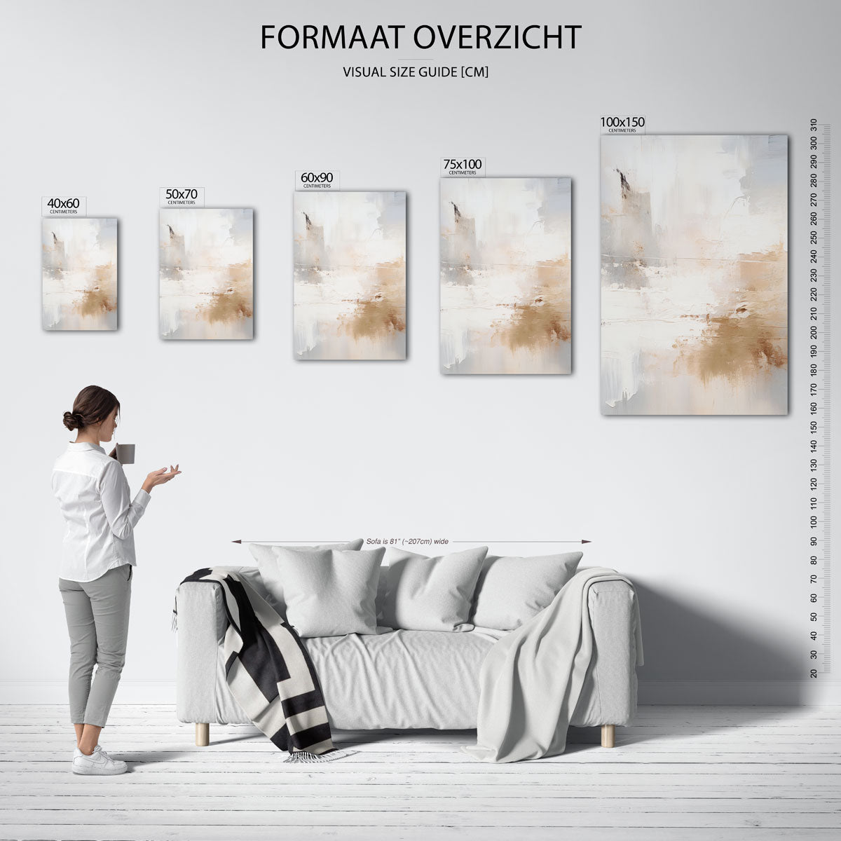 Rustige kleurencompositie – staand wanddecoratie kunstwerk