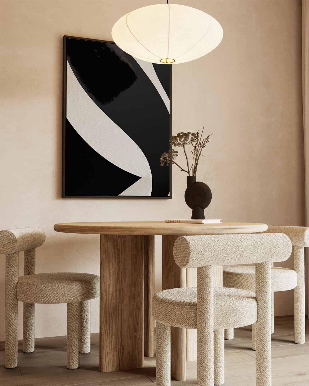 Elegantie in Zwart en Wit – kunstwerk met zwarte baklijst