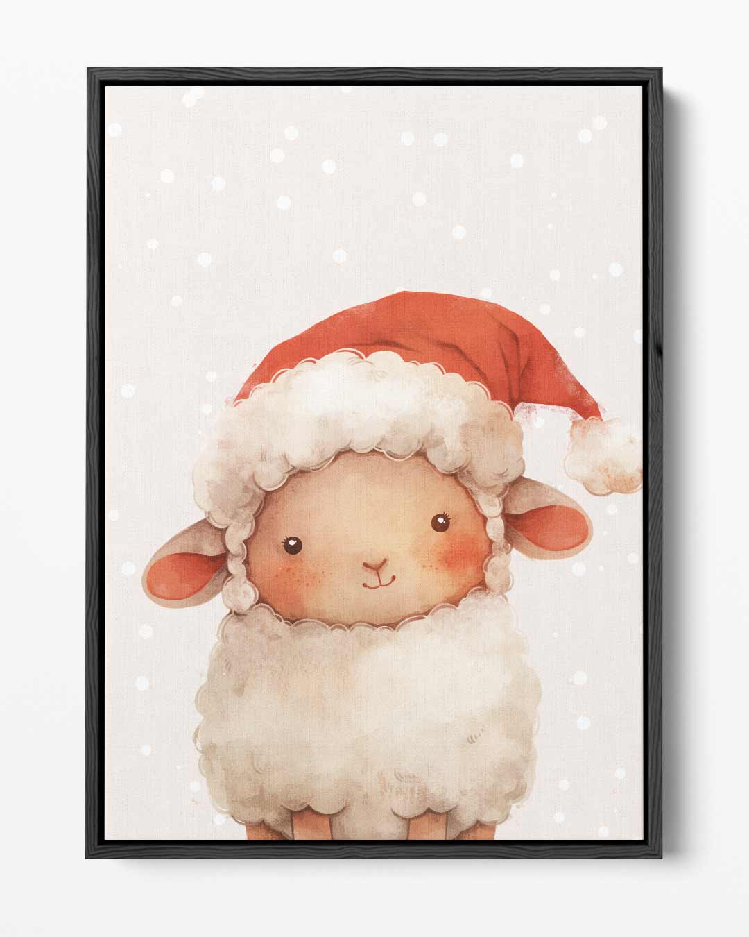 Schattig Kerstlammetje Illustratie – portret kunstwerk als wanddecoratie
