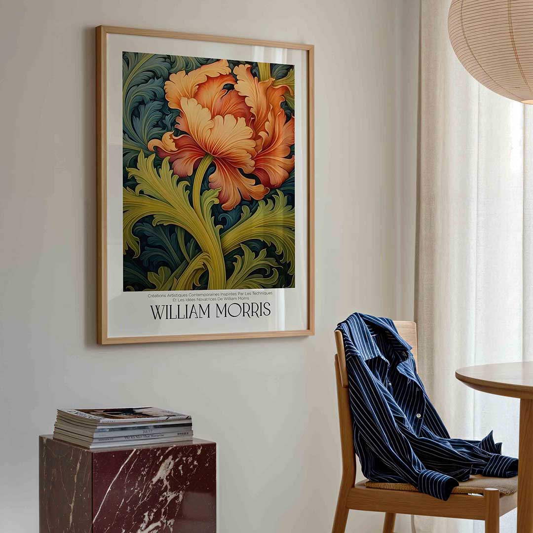 Bloem en bladeren – William Morris poster in staand formaat