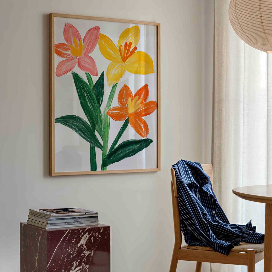 Bloemen in felle kleuren – bloemen poster in staand formaat
