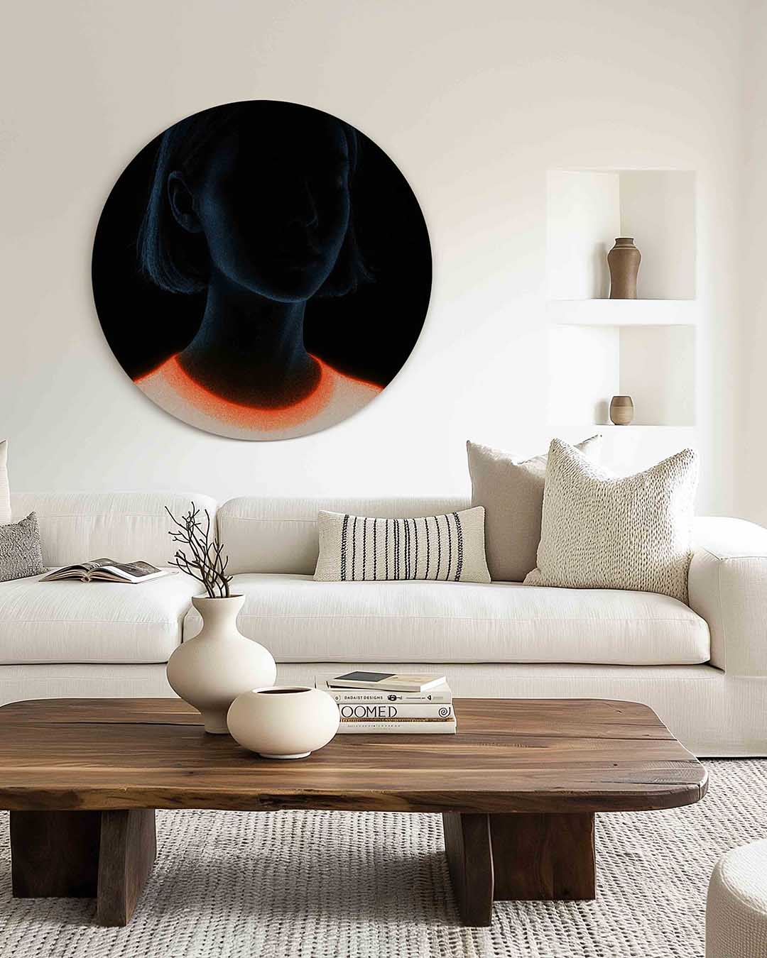 Portret met licht – dierenprint muurcirkel voor aan de muur