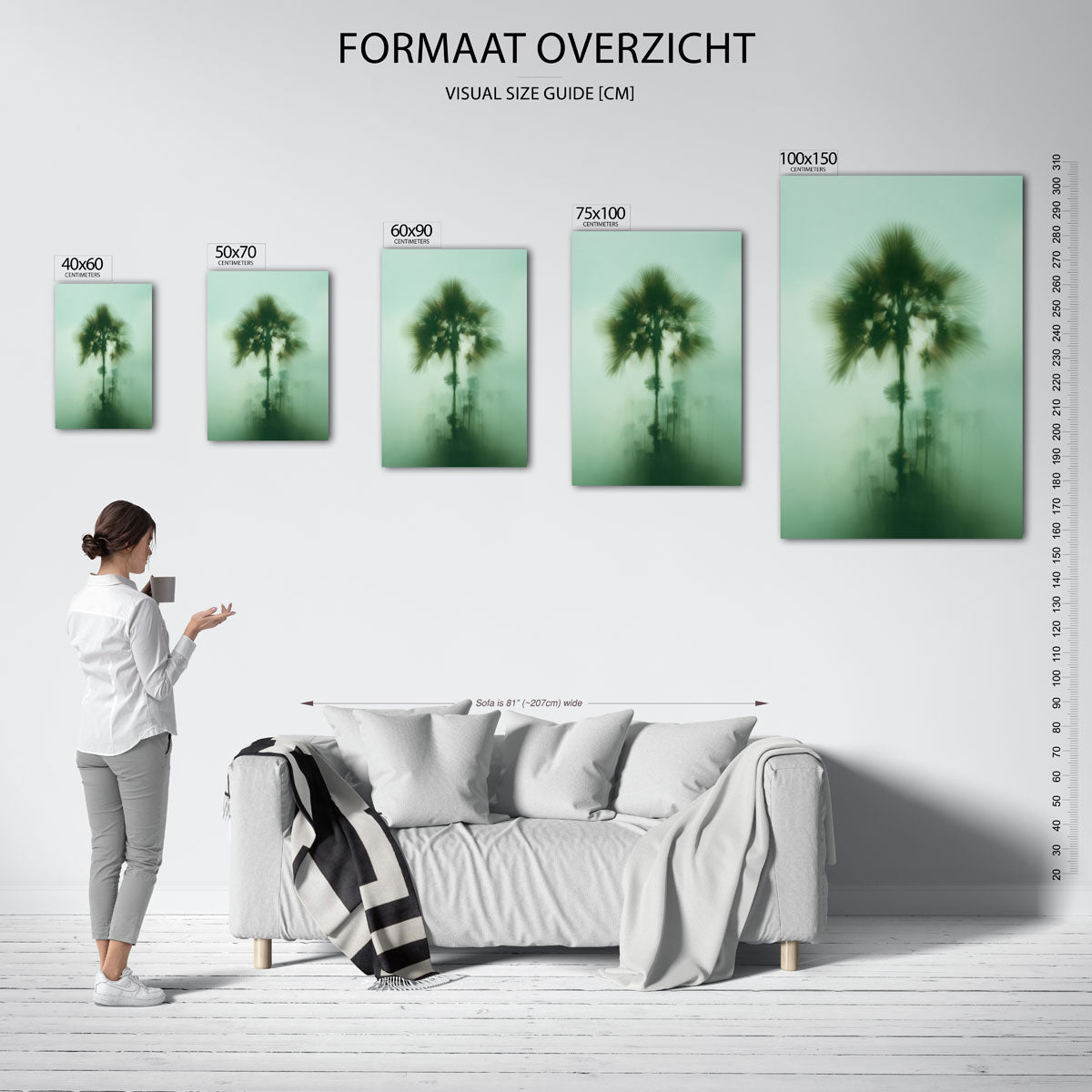 Vervagende palm – staand wanddecoratie kunstwerk