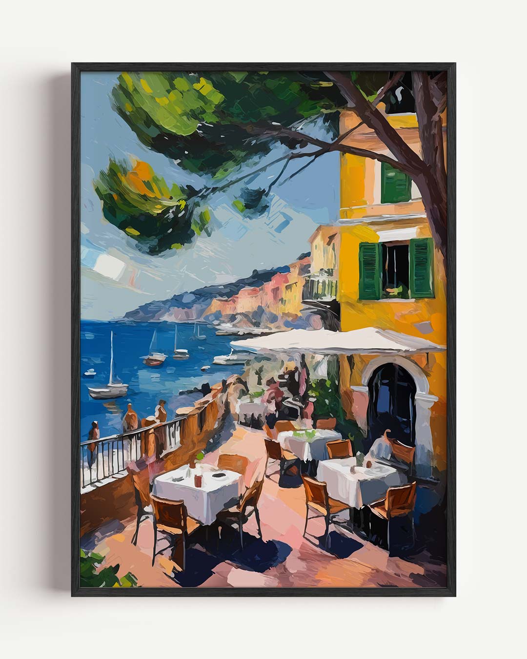 Mediterrane Droom: Uitzicht op de Zee – keuken portret poster als wanddecoratie