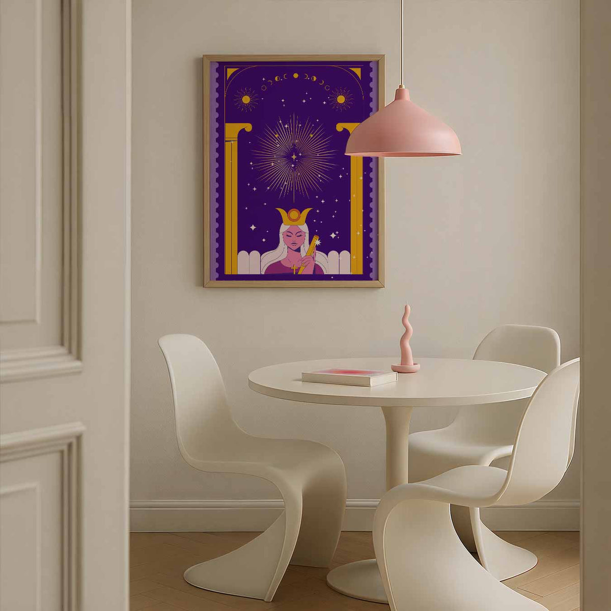 Mystieke Maangodin – staande mindful wanddecoratie van WallArtistic