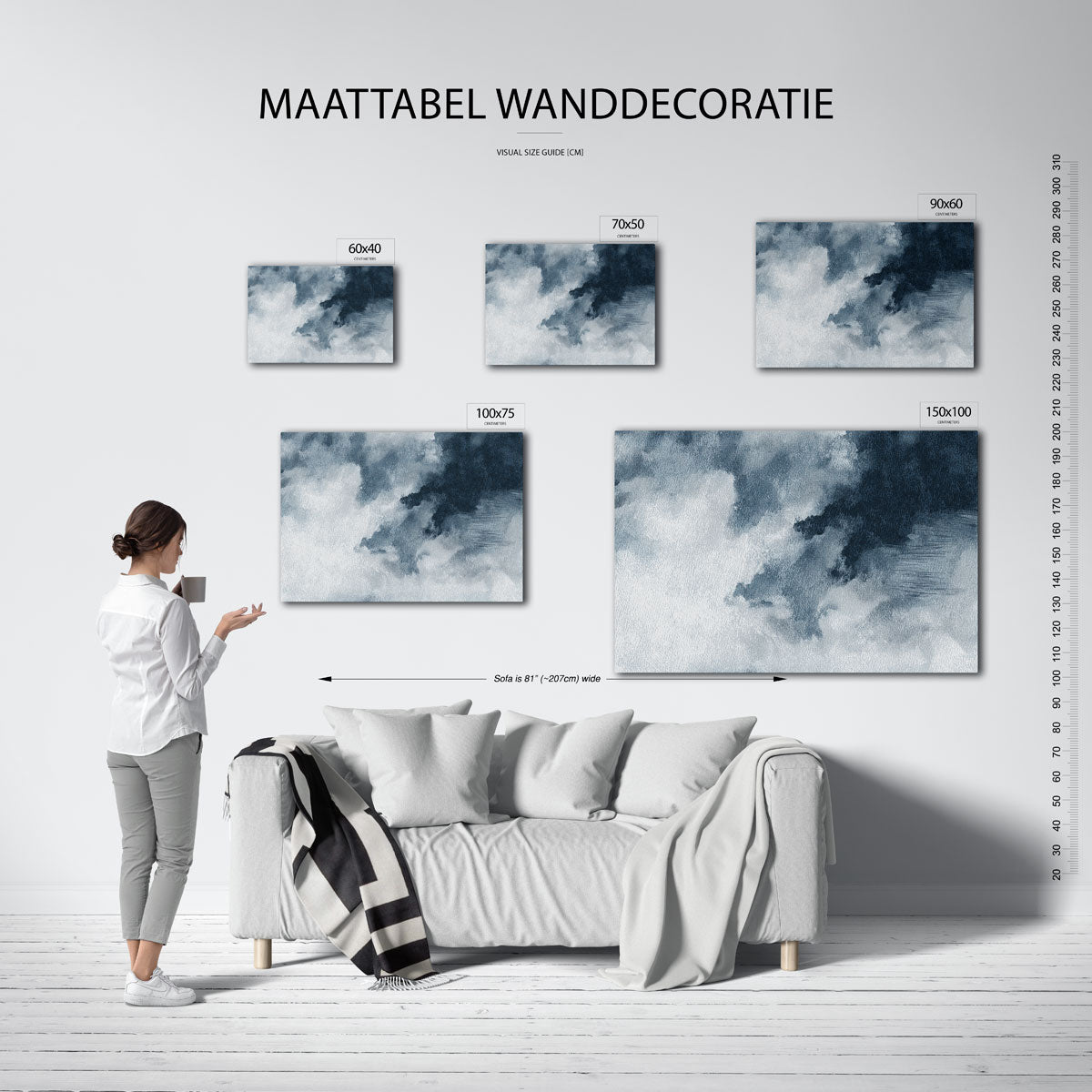 Dromerige wolken – moderne liggende wandkunst