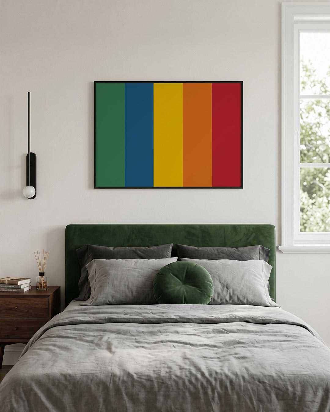 Kleurvlakken ritme – liggende Bauhaus poster voor aan de muur