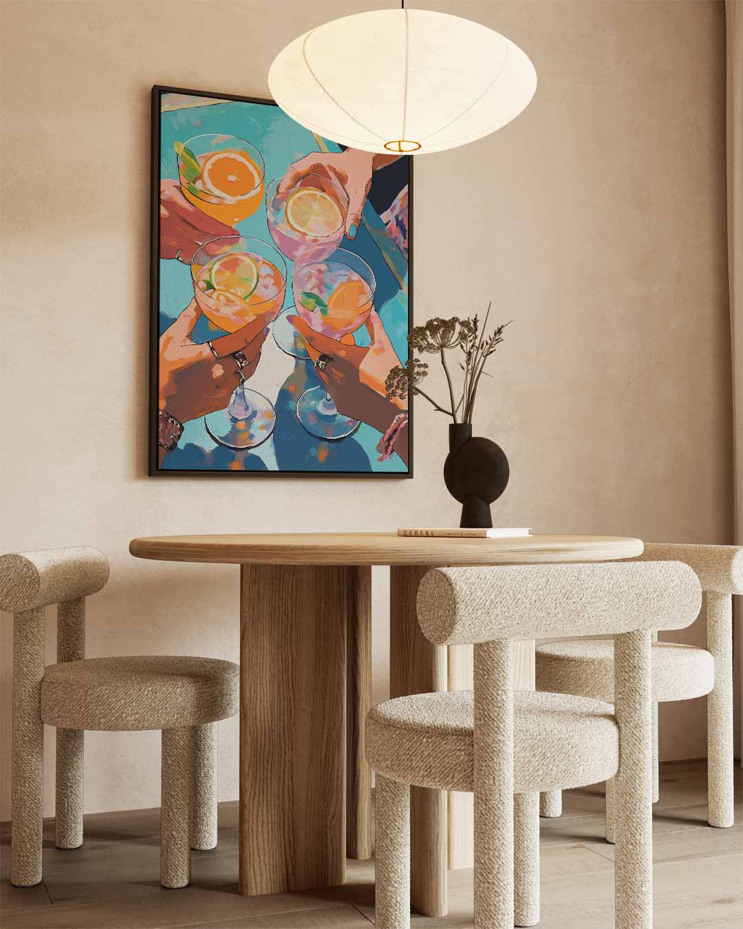 Vrolijke Toast Illustratie – canvas wanddecoratie in portret formaat