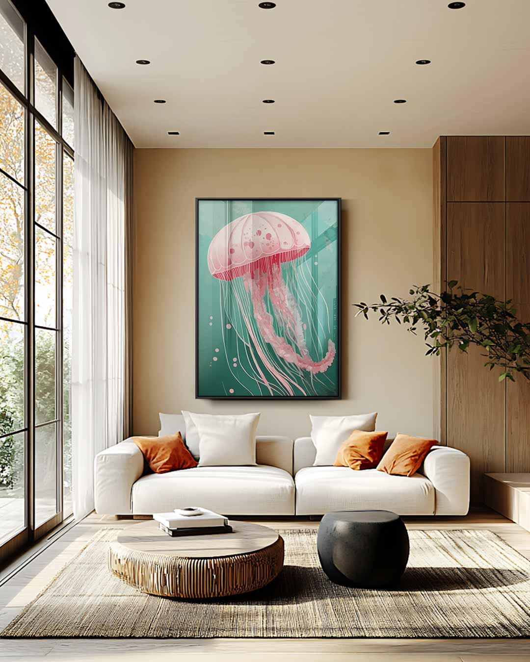 Dromerige Kwallenwereld – staand kunstwerk voor modern interieur