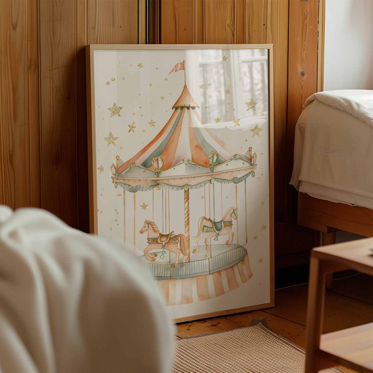Magische Carrousel Droomposter – staande muurposter voor de kinderkamer