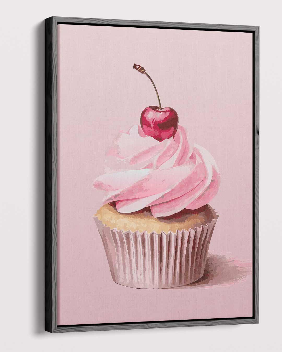 Cupcake Delight met Kers – dibond kunstwerk als wanddecoratie