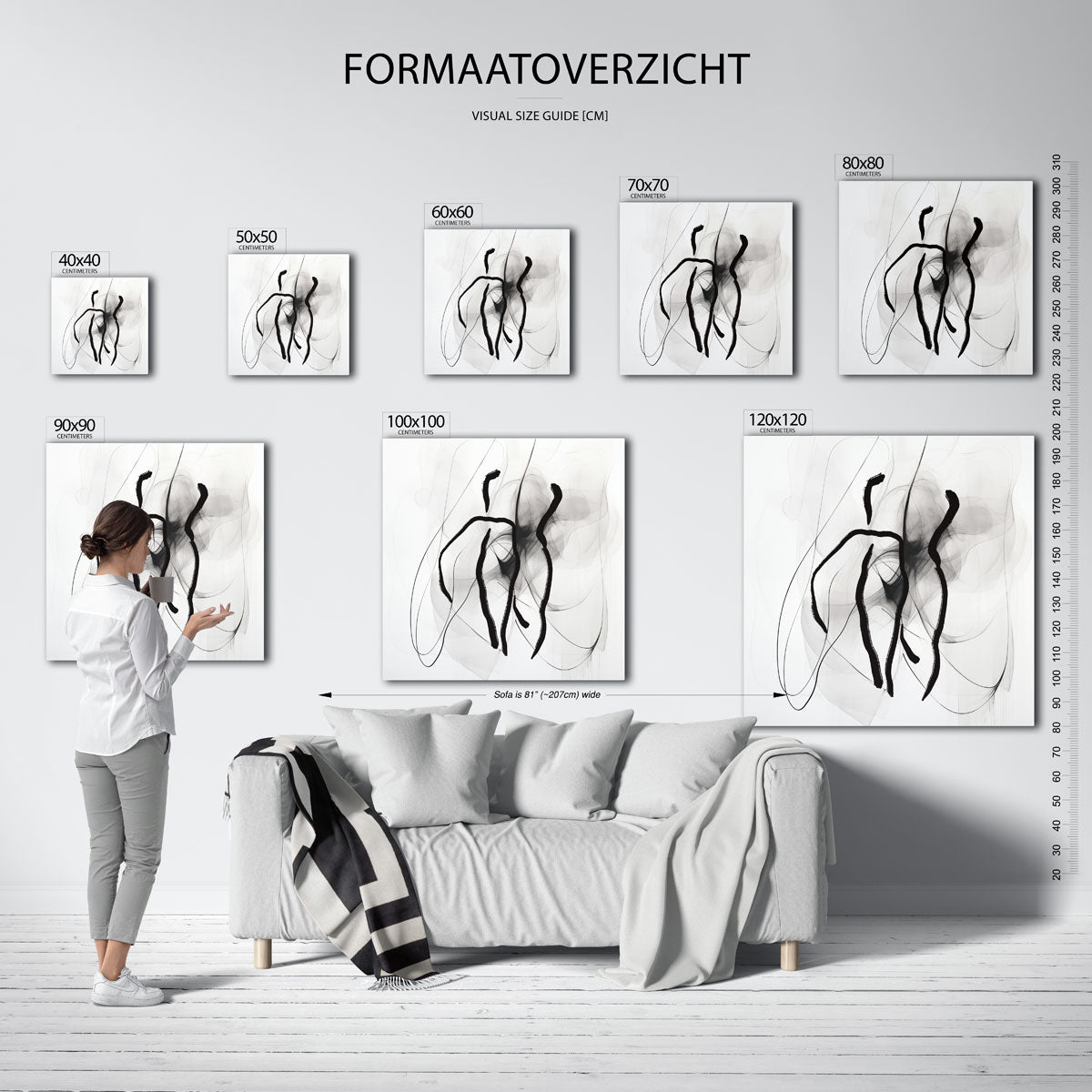 Abstracte lijnen – vierkante muurposter met kleurrijke vormen