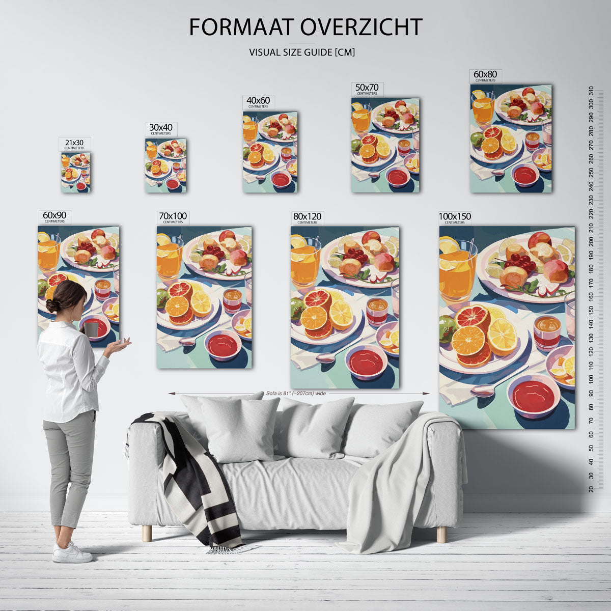 Fruit en drankjes – staande muurposter voor keuken of eethoek