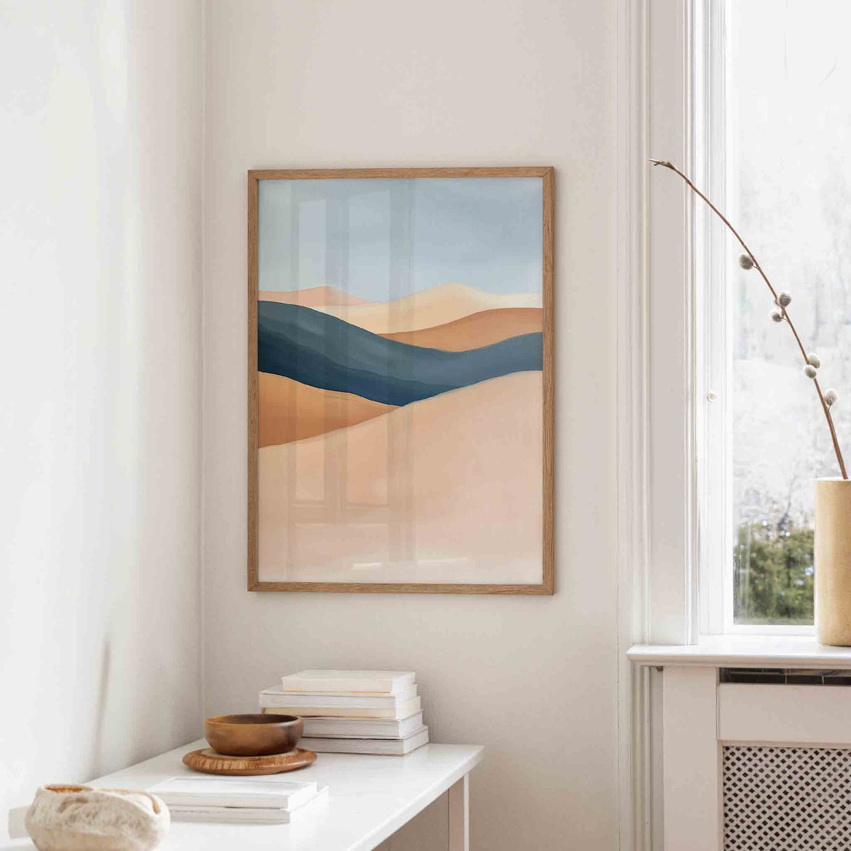 Landschap met golvende lijnen – staande hedendaagse wanddecoratie van WallArtistic