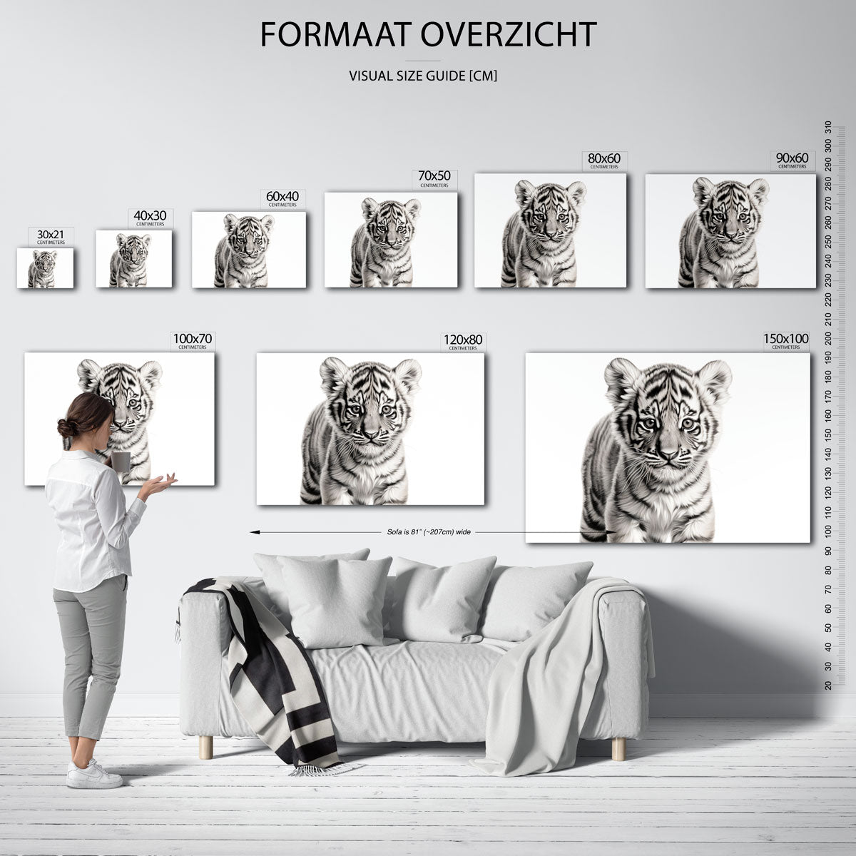 Tijgerwelp – liggende muurposter met dierenthema