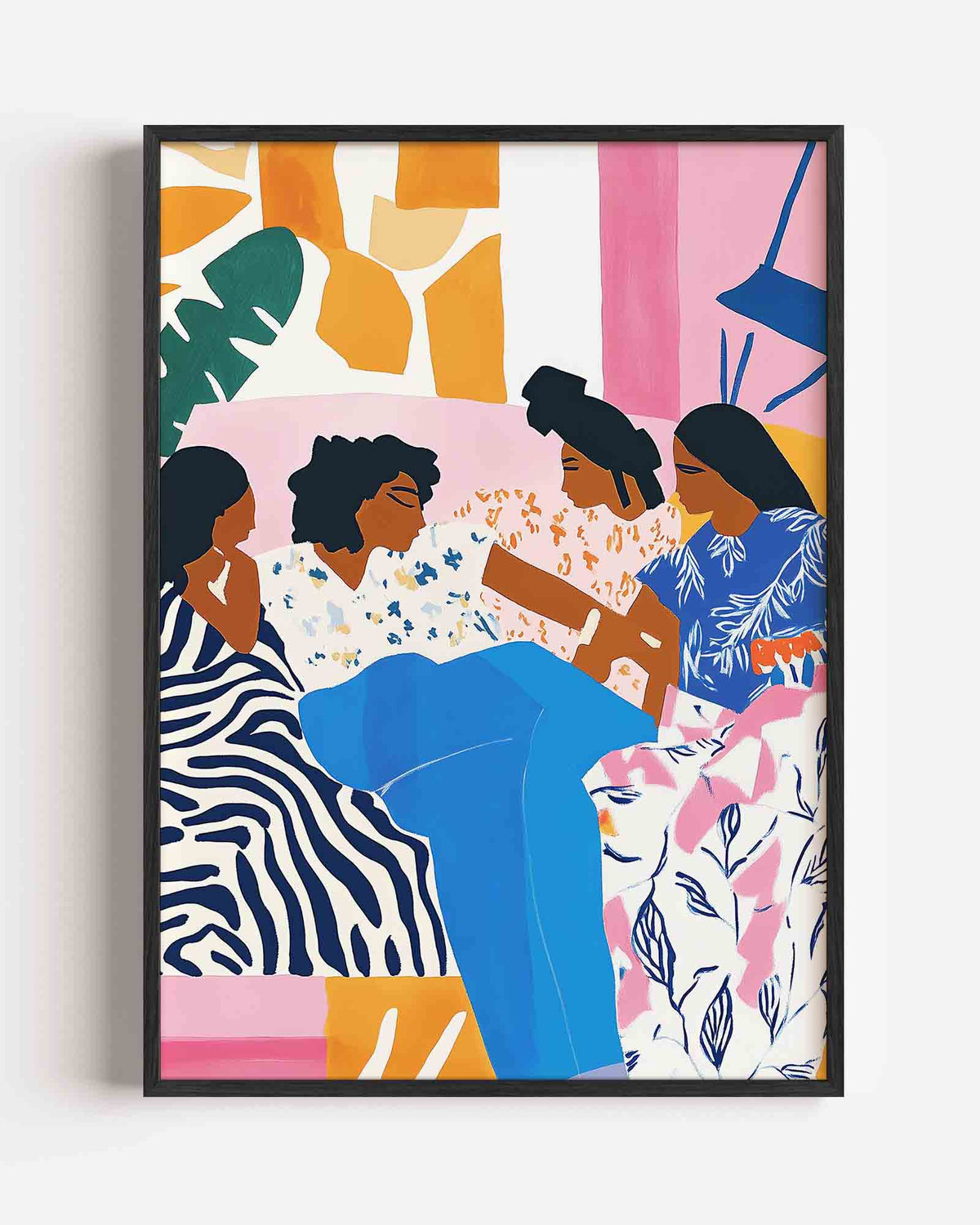 Vrouwen in kleurrijke patronen – moderne portret poster als wanddecoratie