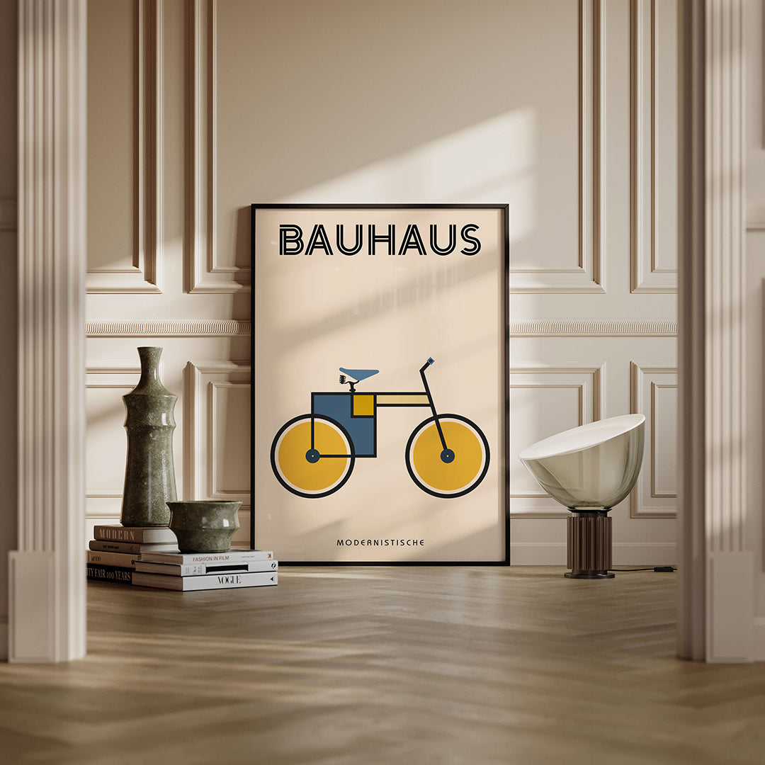 Fiets en vormen – moderne Bauhaus wandkunst als poster