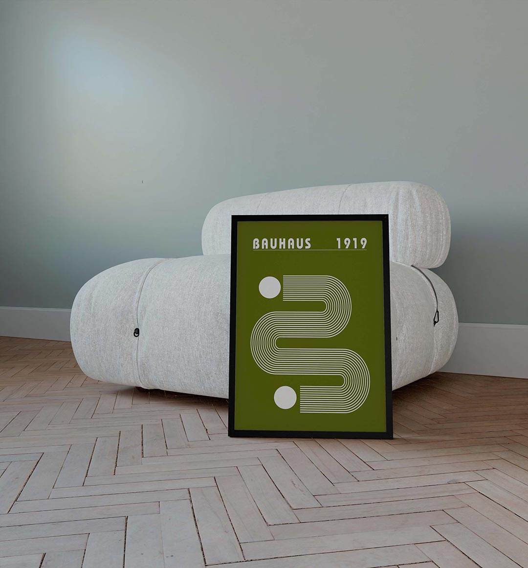 Lijnen en cirkel – geometrische poster in Bauhaus-stijl van WallArtistic