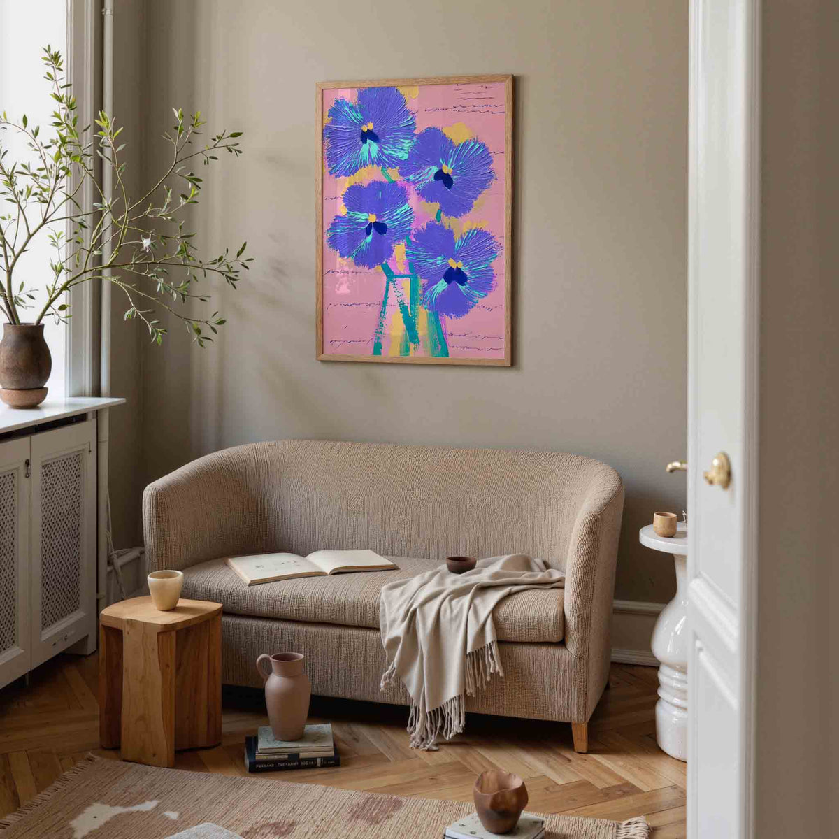 Bloemen in vaas – illustratie poster in staand formaat