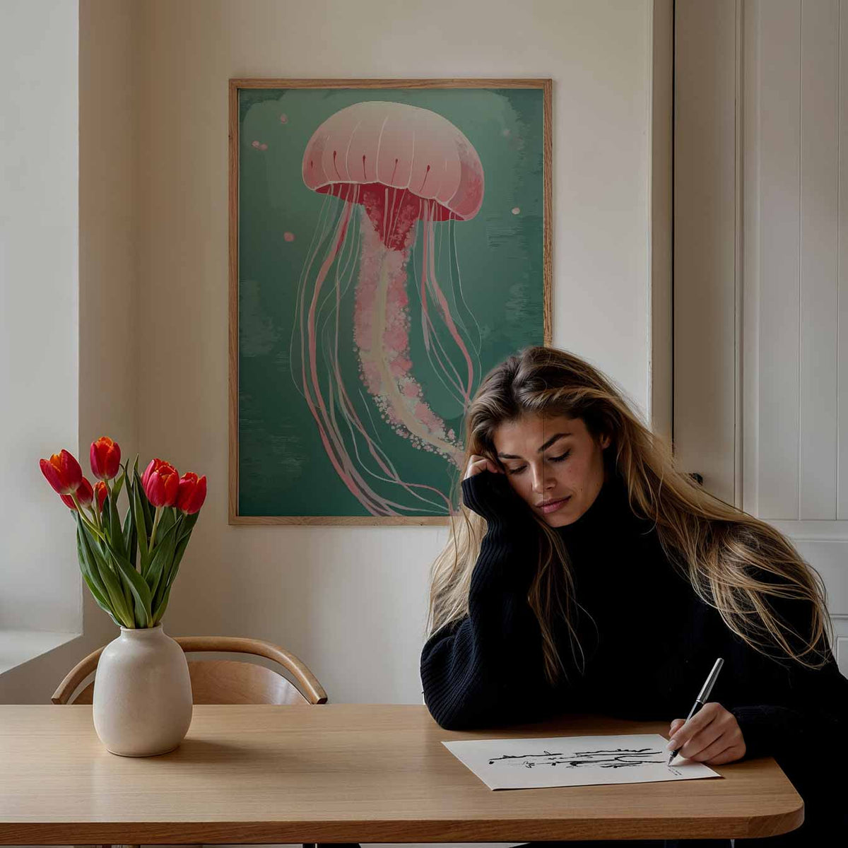 Dromerige Kwal Onderwater – Popart poster als moderne urban wanddecoratie