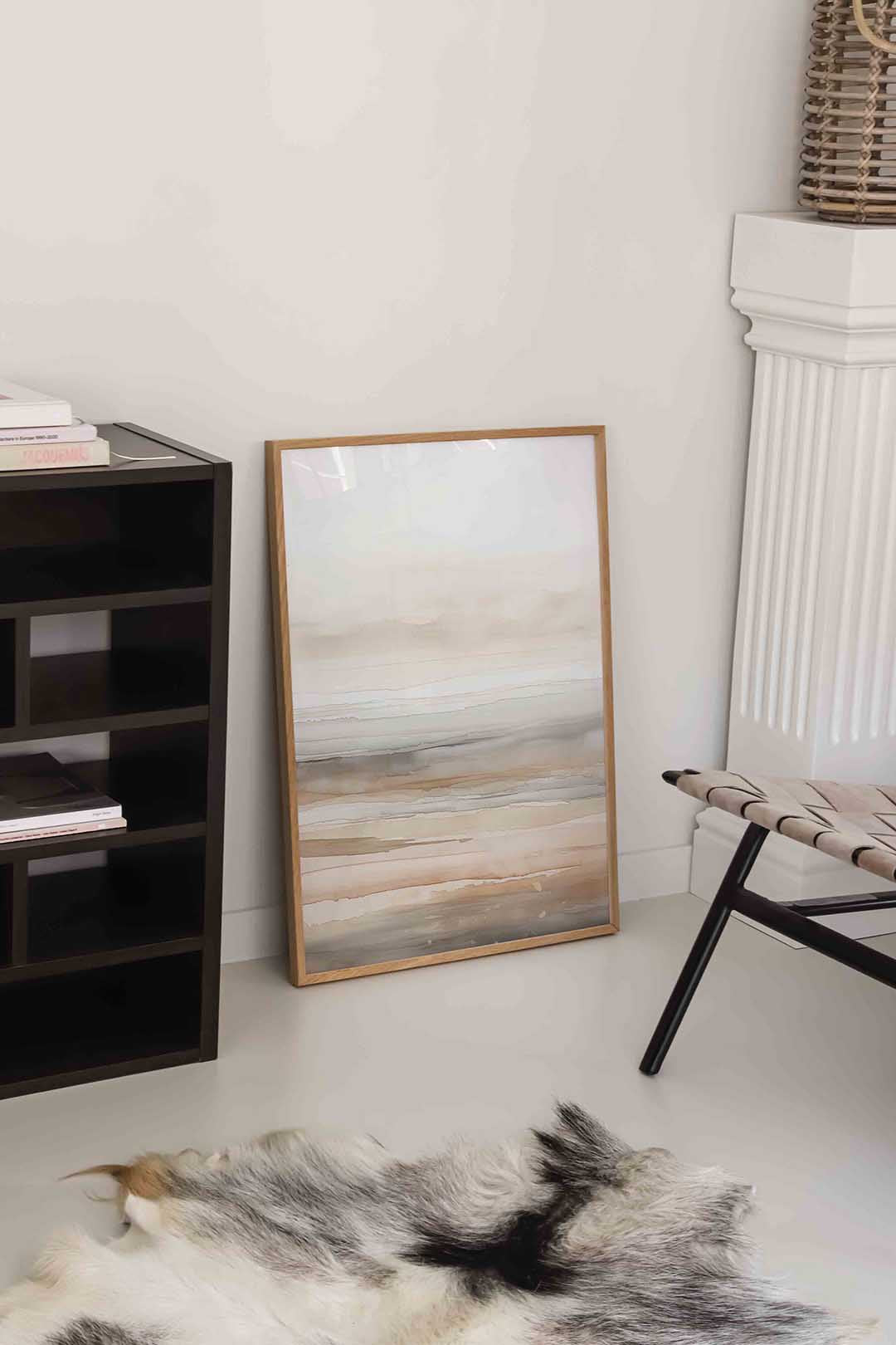 Landschap in zachte tinten – rustige abstracte wandkunst als portret poster