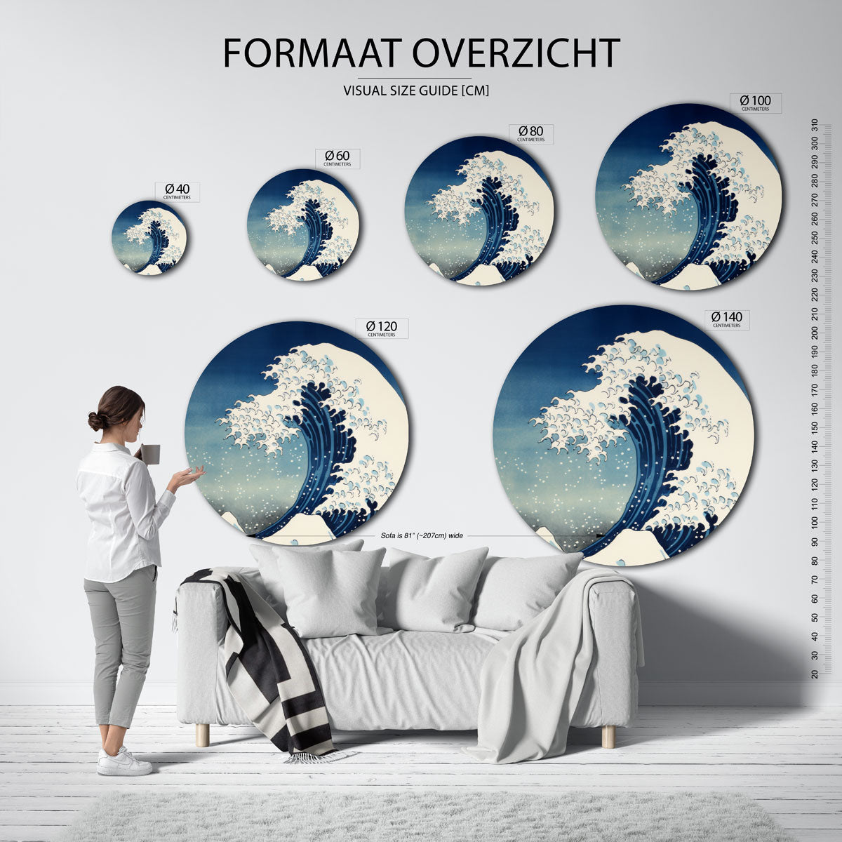 Grote golf – abstracte wandkunst met textuur als muurcirkel