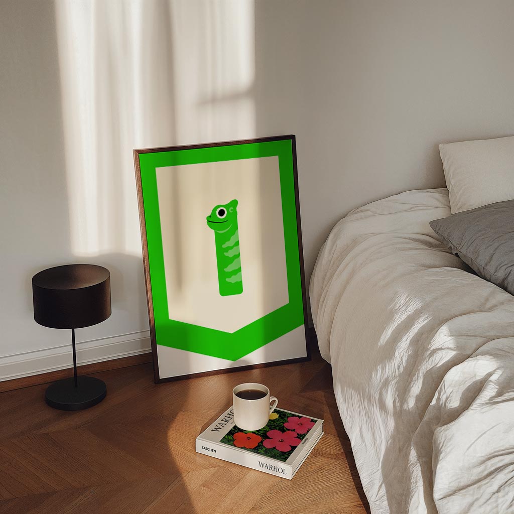 Vrolijke Kameleon Kunstposter – kinderposter in staand formaat