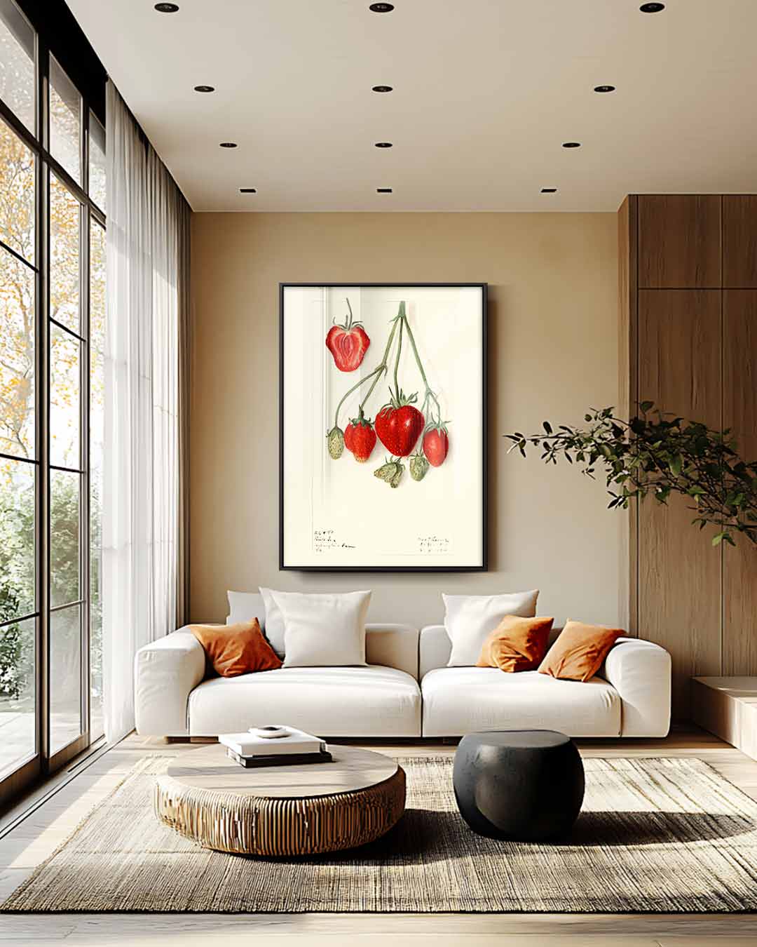 Aardbeien Illustratie – staand kunstwerk voor modern interieur